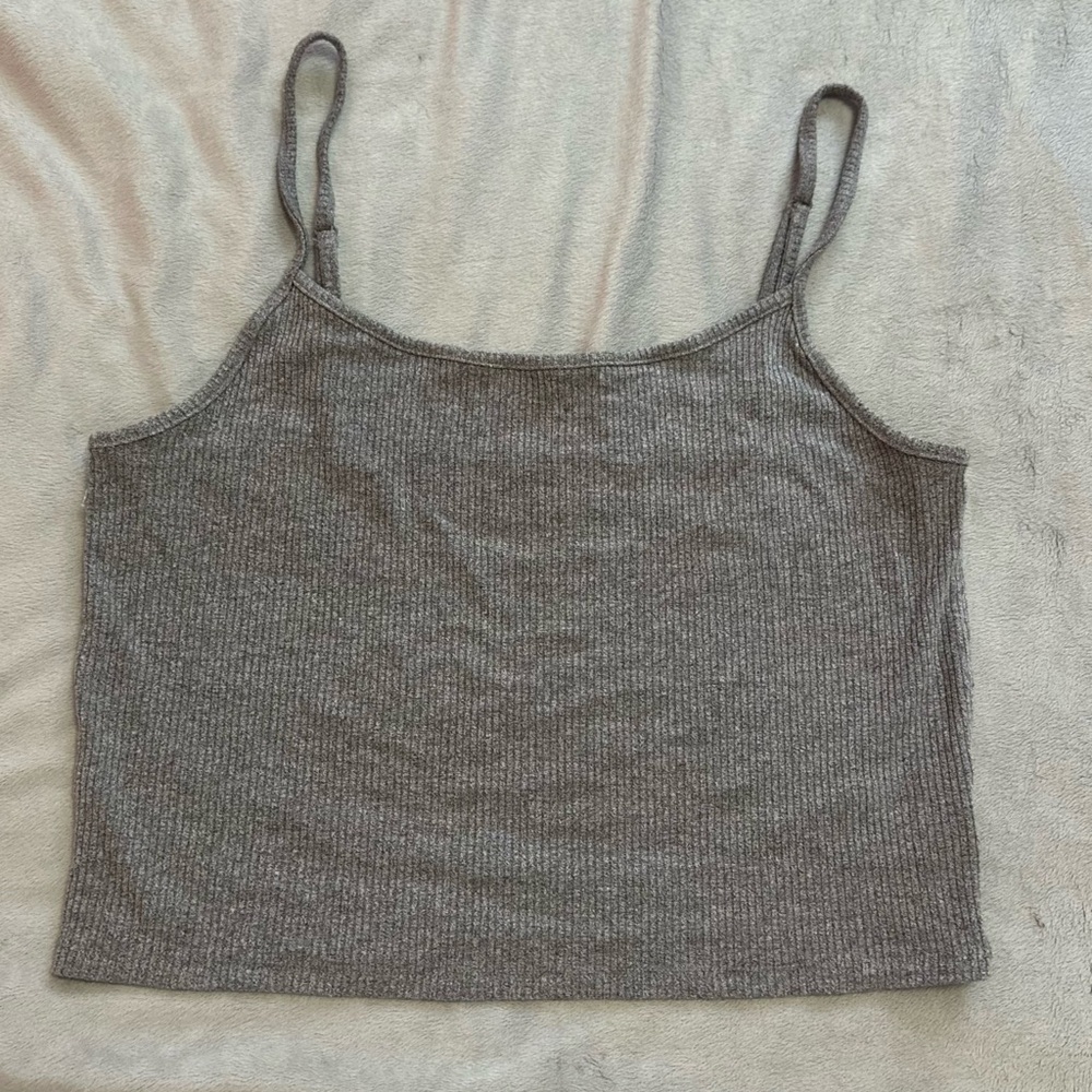Gray Ribbed Women's Tank Top